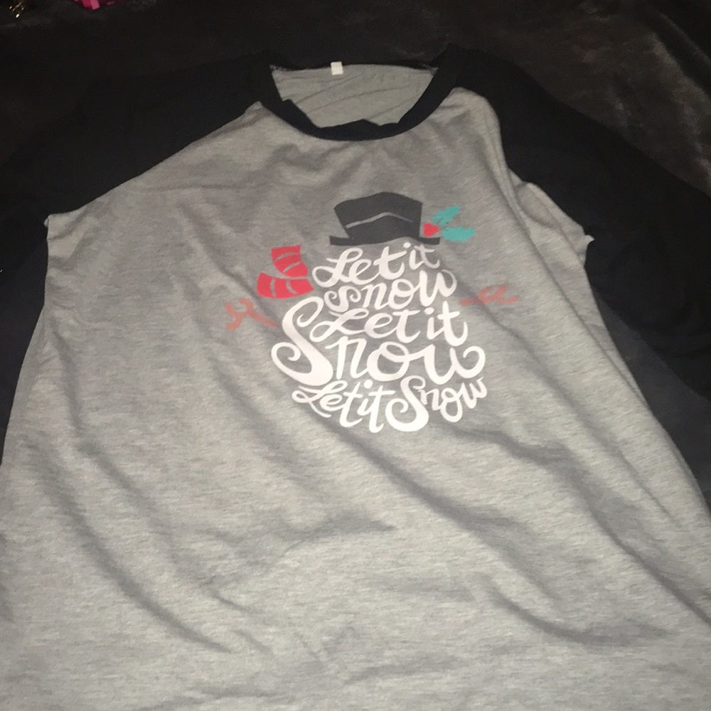 Baseball sleeve tee snowman design size XXL
